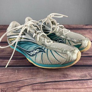 Saucony Shay XC Womens Size 8.5 Traxk And Field Shoes Silver And Green NO SPIKES